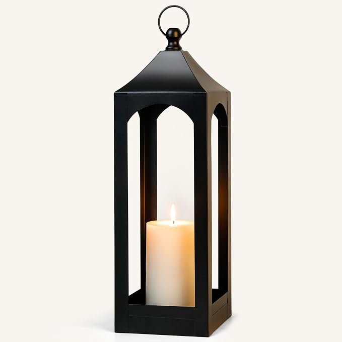 Modern Farmhouse Lantern Decor Metal Decorative Hanging Candle Lanterns | Ideal - Image 3