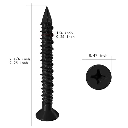 WenSilon 1/4" x2-1/4 Black Concrete Screw Anchor Black Flat Head - Image 2