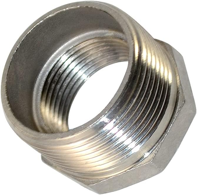 1-1/4" Male x 1" Female Thread Reducer Bushing Pipe Fitting, Stainless steel SS - Image 2