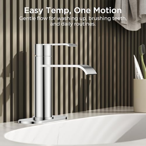 FORIOUS Waterfall Bathroom Faucet Single Hole Chrome - Image 4