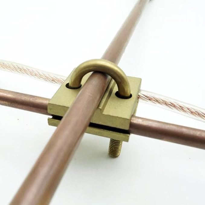 Ground Rod Clamp for 2 Vertical Wires, Brass U Clamp Wiring Fixture, Connect - Image 3