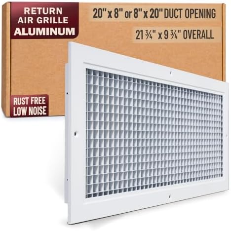 Fits 20x8 and 8x20 Duct Opening | Aluminum Eggcrate Return Air Grille | Low by Handua