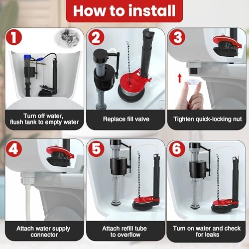 Saillong Universal Toilet Flusher Replacement Kit, Fill Valve, 2-Inch Flapper - Image 4