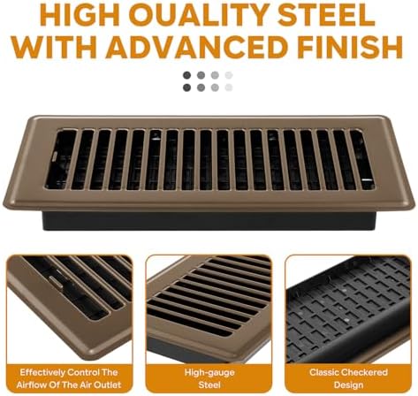 Floor Register 4x10, Floor Vent Covers Brown, 2 Pack Heavy Duty Steel Walkable - Image 5