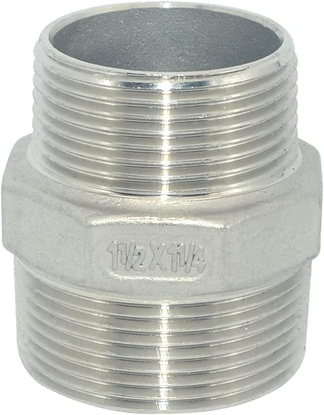 1-1/2" x 1-1/4" Male Threaded Reducing Nipple Fitting/Adapter, Stainless Steel by Megairon