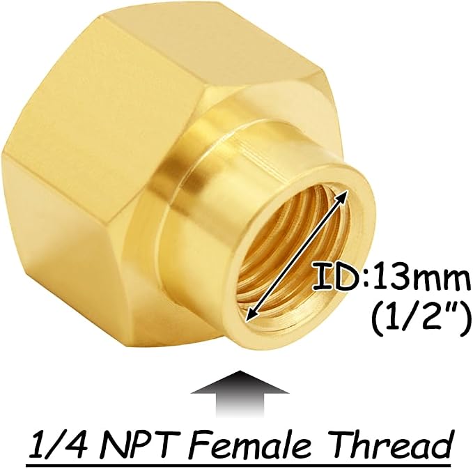 Uenede Brass 1/4" NPT Female to 1/2" NPT Female Reducer Adapter - Image 2