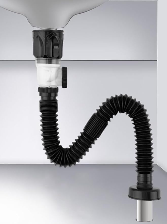 Bathroom Sink Drain Kit, Flexible P-Trap Drain Pipe - Image 8