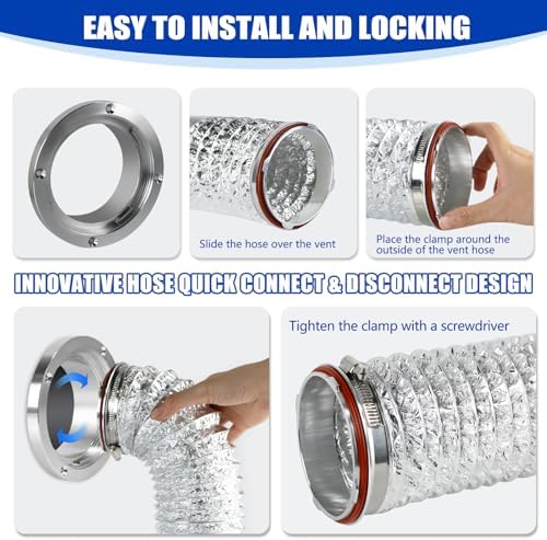 4 Inch Dryer Vent Hose Kit, 5FT Aluminum Foil Duct - Image 6