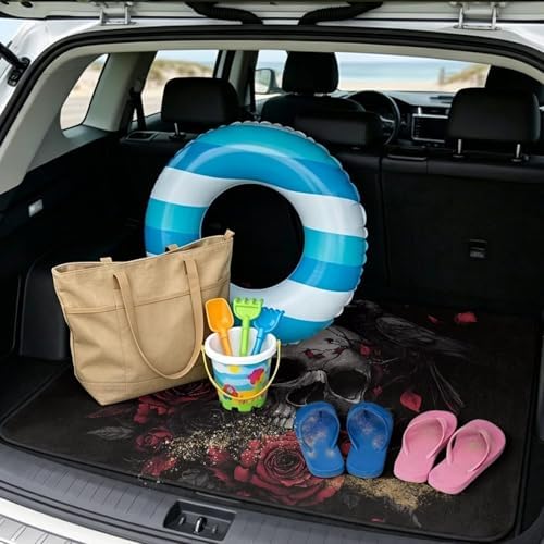Red Rose Skull Trunk Mat for Car Snow Gear Trunk Mat Universal Waterproof Cargo - Image 2