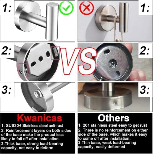 5 Pieces Brushed Nickel Bathroom Hardware Accessories Set, SUS304 Stainless - Image 7