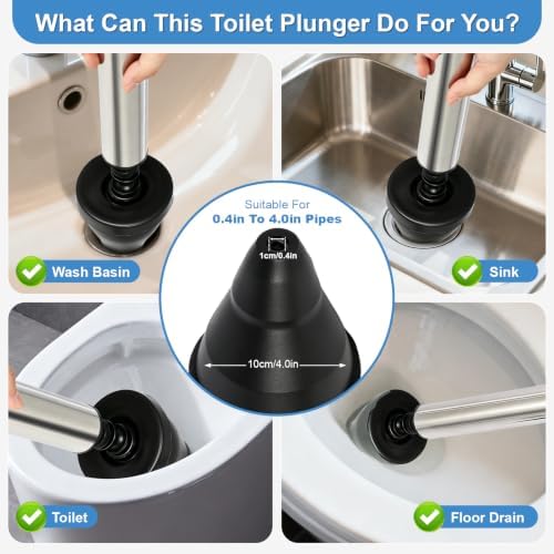 Toilet Plunger & Bathroom Plunger, High Pressure Heavy Duty - Image 6