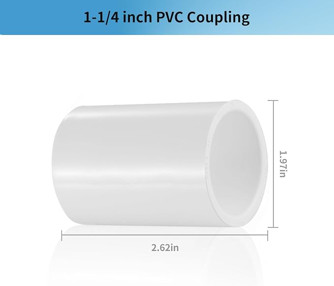 LESSO 6 Pack 1-1/2" PVC Coupling, 2 Way Coupling 1-1/2 inch SCH40 White | PVC - Image 2