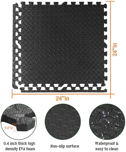 GWT Interlocking EVA Foam Floor Tiles 24x24 Inch 0.4 Inch Thick Gym Flooring - Image 4