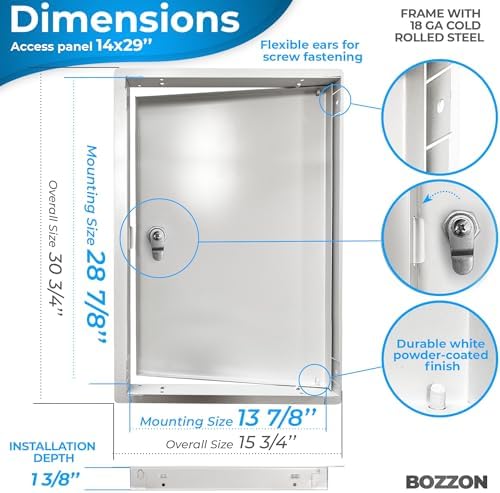 BOZZON Access Panel for Drywall 14 x 29 inch – Metal Door - Image 2