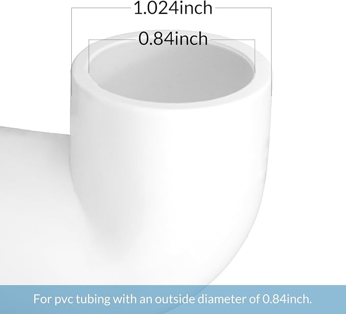 20 Pack 1/2 Inch 90 Degree PVC Elbow Fitting, Furniture Grade 2 Way Right Angle - Image 2