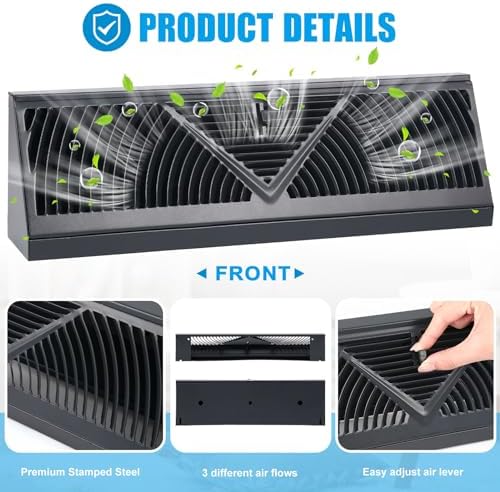 Yaocom 4 Pcs Baseboard Register Vent 15 Inch Duct Opening Size Baseboard Vent - Image 3