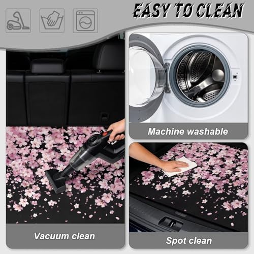 Black Cherry Blossom All Purpose Trunk Mat Universal Waterproof Cargo Liner - Image 5