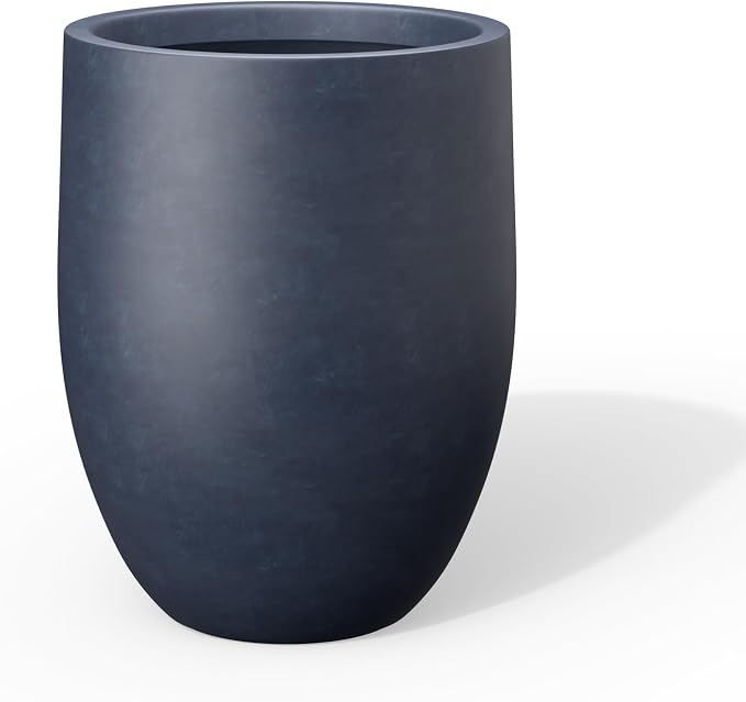 Kante Charcoal Concrete Planter 21.7" Tall All-Weather Round Large Pot by Unknown