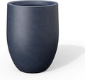 Kante Charcoal Concrete Planter 21.7" Tall All-Weather Round Large Pot by Unknown