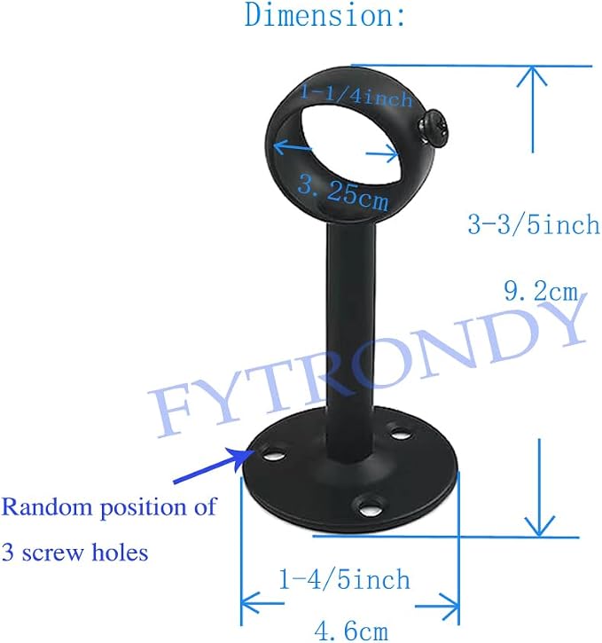 Black Edition Stainless Steel Wardrobe Pipe, Closet Lever Support Rod Holder - Image 2