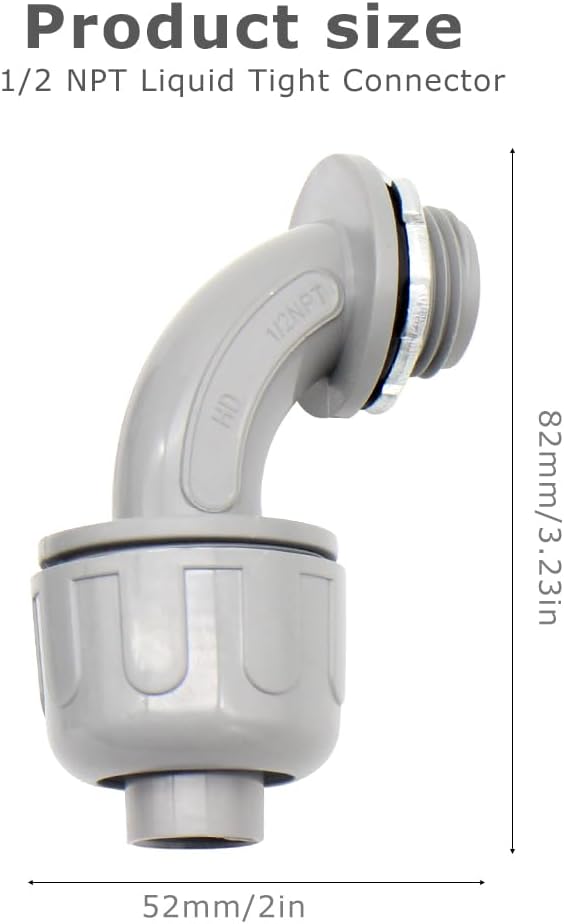 MAKERELE 5-Pack 1/2 Inch 90° PVC Liquid Tight Elbow Connectors - Image 2