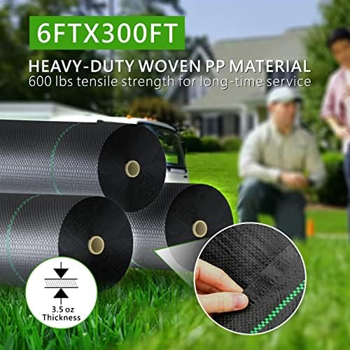 6ft x 300ft Weed Barrier Landscape Fabric, 3.5oz Heavy Duty Woven Ground Cover - Image 2
