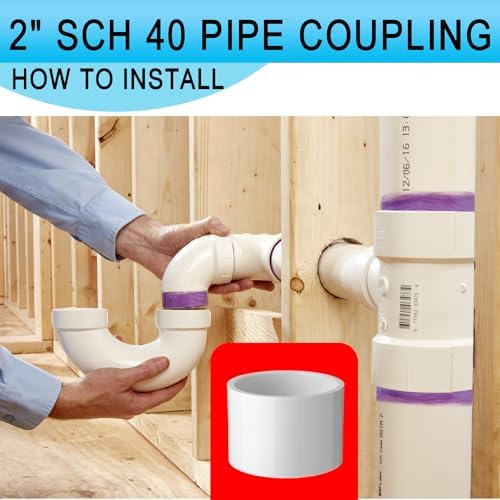Asterbacks 2 inch PVC Pipe Coupler Schedule 40 White Coupling Pipe Fittings - Image 2