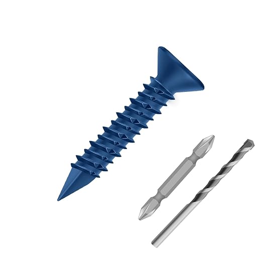 1/4" x 1-1/4" Concrete Screw Anchor Blue Flat Head Screws by Etauwe