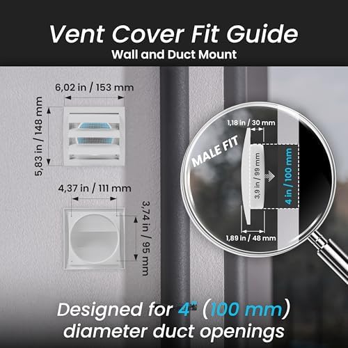 Repa Market 4" ABS Plastic Anthracite Dryer Vent Cover Outside, 4 Inch Exhaust - Image 2