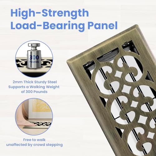 Howeall 4x8 Inches 2 Pack Heavy Duty Walkable Floor Register Easy Adjust Air - Image 2