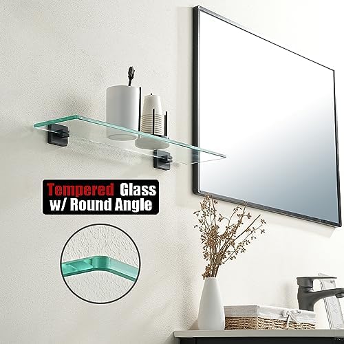 JQK Bathroom Glass Shelf Black, Tempered Glass Shower Storage 20 by 5 inches - Image 6