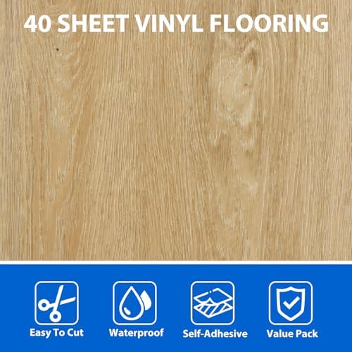 AKOLAFE 40 Sheet Vinyl Flooring 12x12 Peel and Stick Floor Tile Waterproof - Image 3