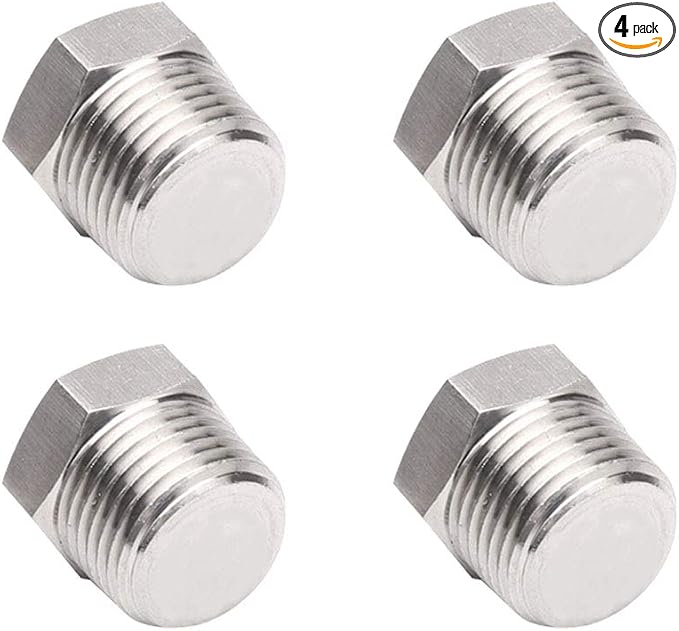 Joywayus 4Pcs Stainless Steel Outer Hex Thread Socket Pipe Plug Fitting 1/4" by Joywayus