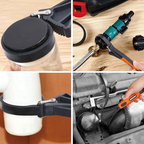 2-Piece Strap Wrench Set, Adjustable Rubber Oil Filter Wrench Max Diameter 4" - Image 2