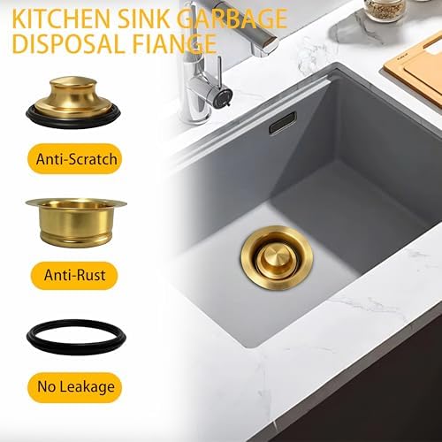 Garbage Disposal Flange with Stopper, 3-1/2" Sink Drain, Brushed Gold - Image 3