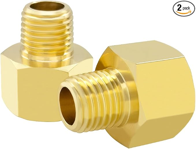 Hooshing 2PCS Brass Pipe Fitting 1/4" NPT Male to 3/8" NPT Female Reducer by Hooshing