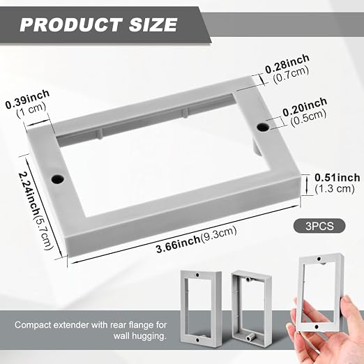 3Pcs 1/2" Single Gang Outlet Box Extenders, Electrical Box Extender Receptacle - Image 2