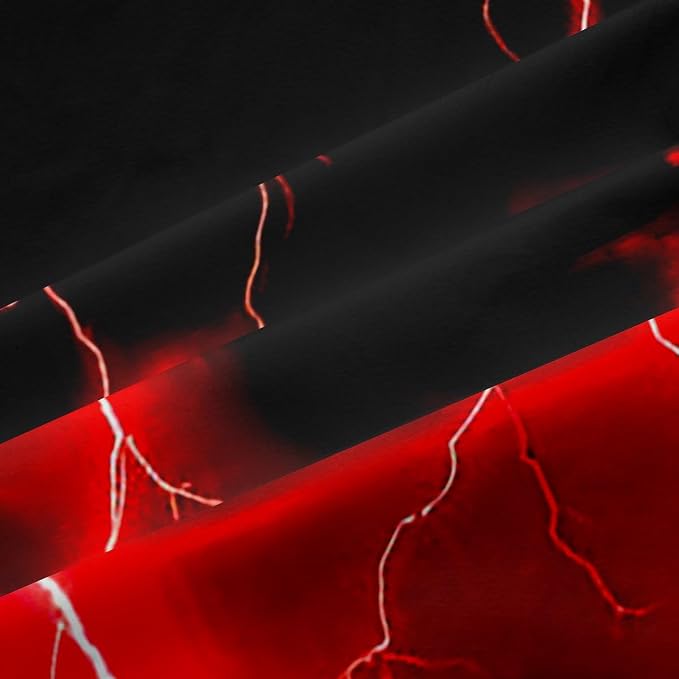 jejeloiu Red Thunder Lightning Window Drapes Cool Flashing Lightning Blackout - Image 6