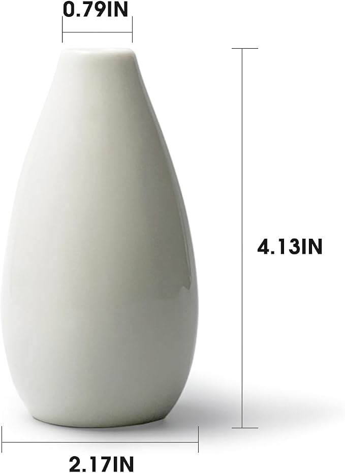 Modern White 4.1'' Small Ceramic Vase Set of 8 - Image 3