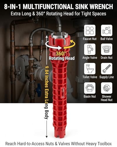 8 in 1 Multifunctional Sink Wrench, Faucet and Sink Installer Tool - Image 2