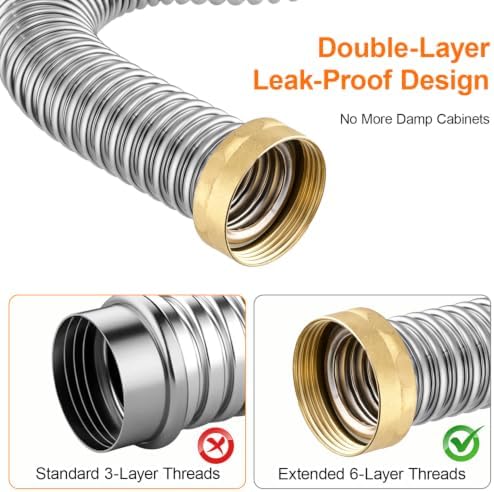 3PCS Kitchen Sink Drain Kit 304 Stainless Steel Sink Drain Pipe - Image 5