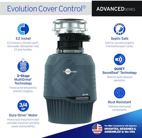 InSinkErator Evolution Cover Control 3/4 HP Garbage Disposal, Advanced Series - Image 2