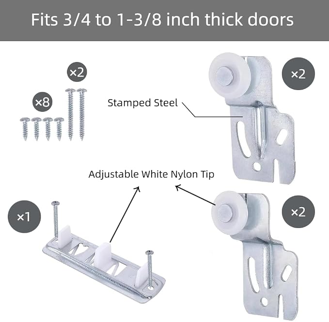 Quiet Glide Sliding Door Roller Set, Top-Hung Sliding Door Hardware Roller & - Image 3