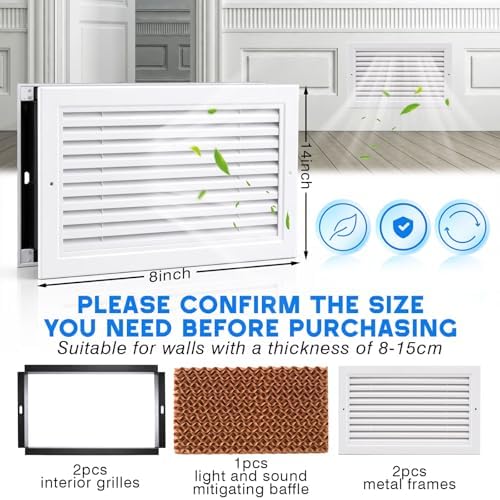 14"x8" Return Air Pathway Vent Kit, 95% Sound & Light Blocking, 5-piece Wall - Image 2