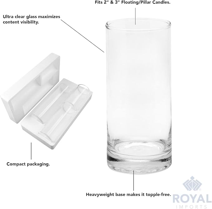 Royal Imports Glass Cylinder Flower Vase Set of 3, Floating & Votive Candle - Image 4