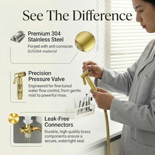 BARROCK Handheld Bidet Sprayer for Toilet, 2 Pack Bidets Faucet for Existing - Image 6