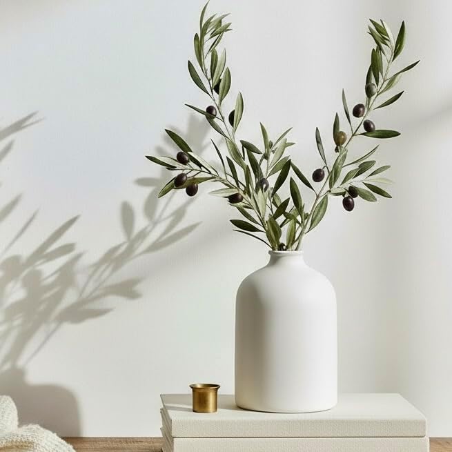 Carrot's Den White Ceramic Vase, Matte Textured Entryway Table Decor | Textured by CarrotsDen