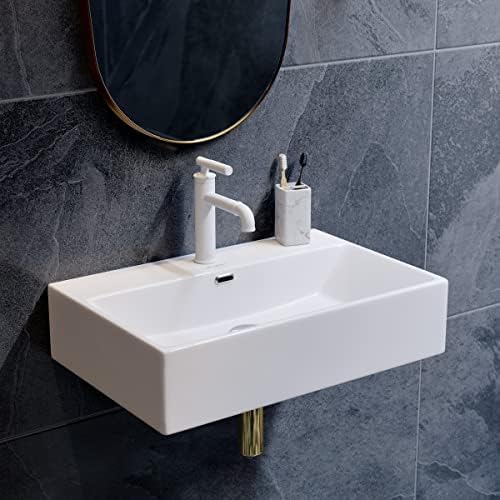 Claire 24" Rectangle Wall Mount Bathroom Sink in Glossy White - Image 2