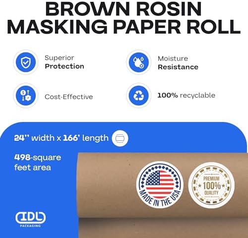 IDL Packaging Brown Rosin Masking Paper 24" x 1992", Surface Protection - Image 2