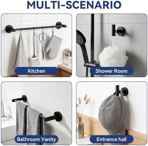 5Pcs Bathroom Hardware Set, Matte Black Bathroom Accessories Set - Image 4